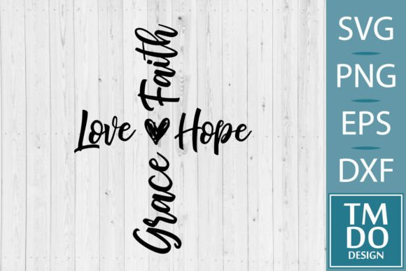 Christian Cross Graphics for Crafts: Grace, Faith, Hope, Love