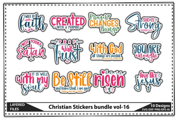 Christian Stickers Bundle Vol-16 for Creative Graphics