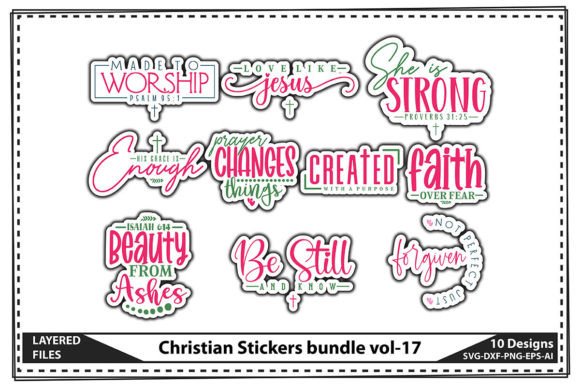 Christian Stickers Bundle Vol-17: A Versatile Graphics Asset for Crafts