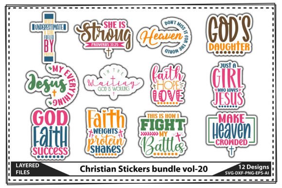 Christian Stickers Bundle Vol-20: A Versatile Graphics Asset for Crafts