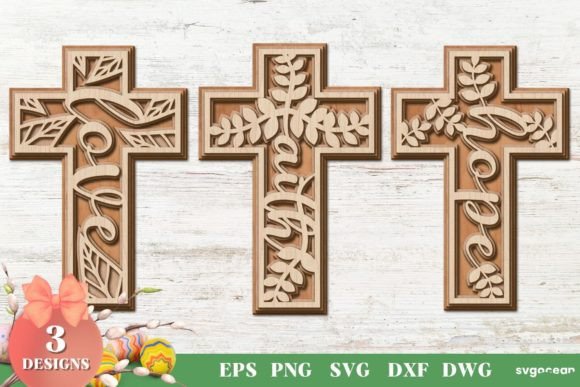 Floral Christian Crosses Laser Cut: A Versatile Graphics Asset for Crafts