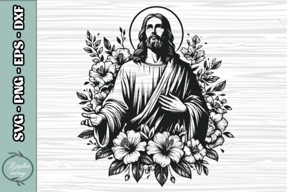 Floral Jesus SVG Clipart 12 for Graphics and Crafts