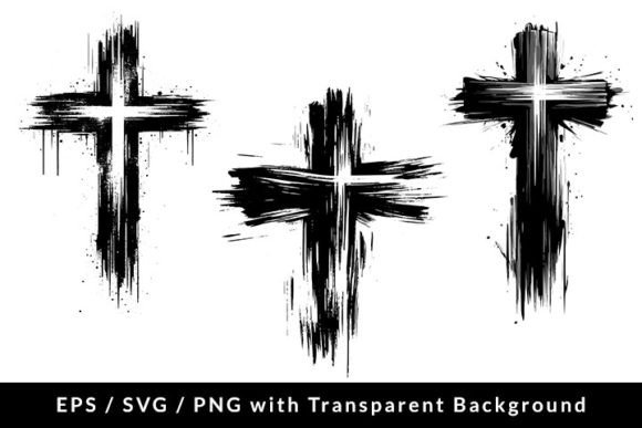 Grunge Christian Cross Set: A Versatile Graphics Asset