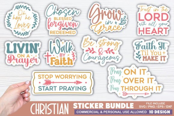 Inspirational Christian Sticker Set for Graphics and Crafts