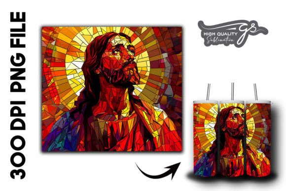 Stained Glass Jesus Tumbler Wrap 28: A Unique Graphics Asset
