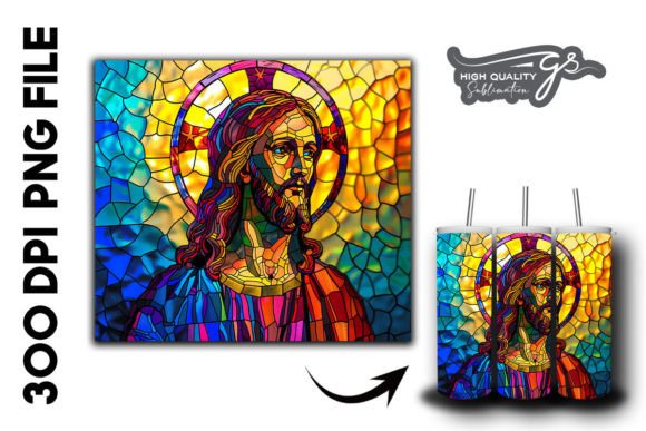 Stained Glass Jesus Tumbler Wrap 33: A Unique Graphic Asset