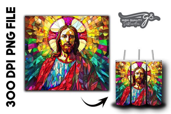 Stained Glass Jesus Tumbler Wrap 40: A Unique Graphics Asset
